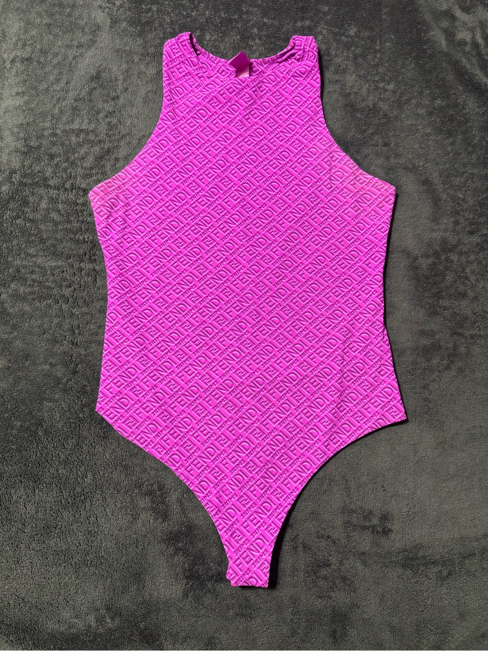 Fendi x Skims Purple/Fucshia Embossed Logo Sleeveless Bodysuit